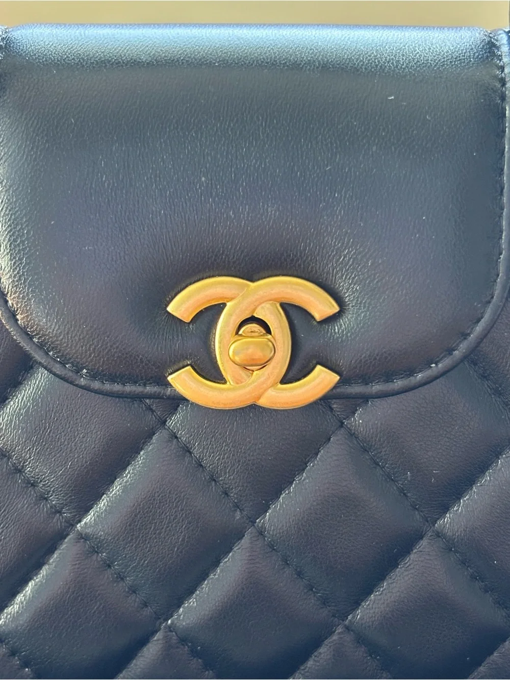 CHANEL Black Quilted Mini Top-Handle Bag with Gold CC
